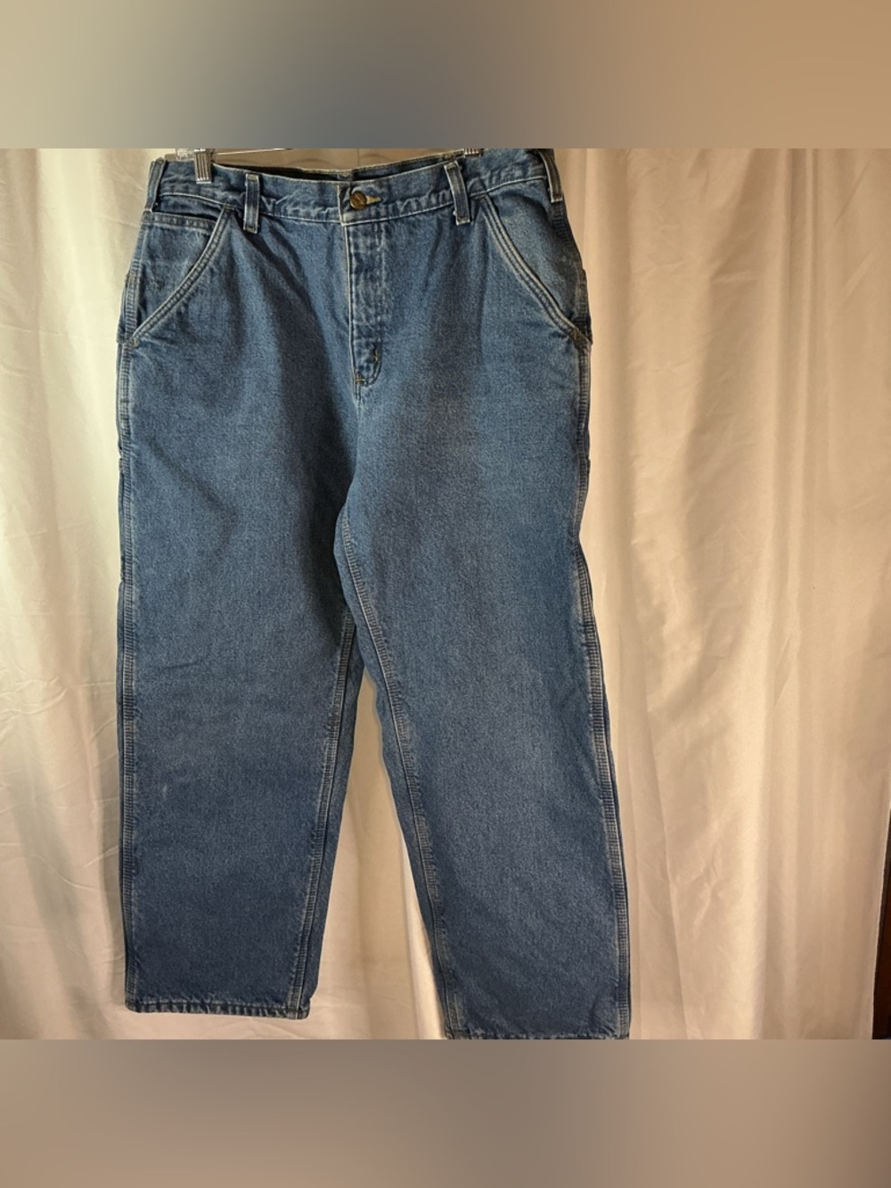 Carhartt Carpenter Jeans 34x30 (Est.) Fleece Lined Denim Workwear Dungaree - Picture 2 of 7